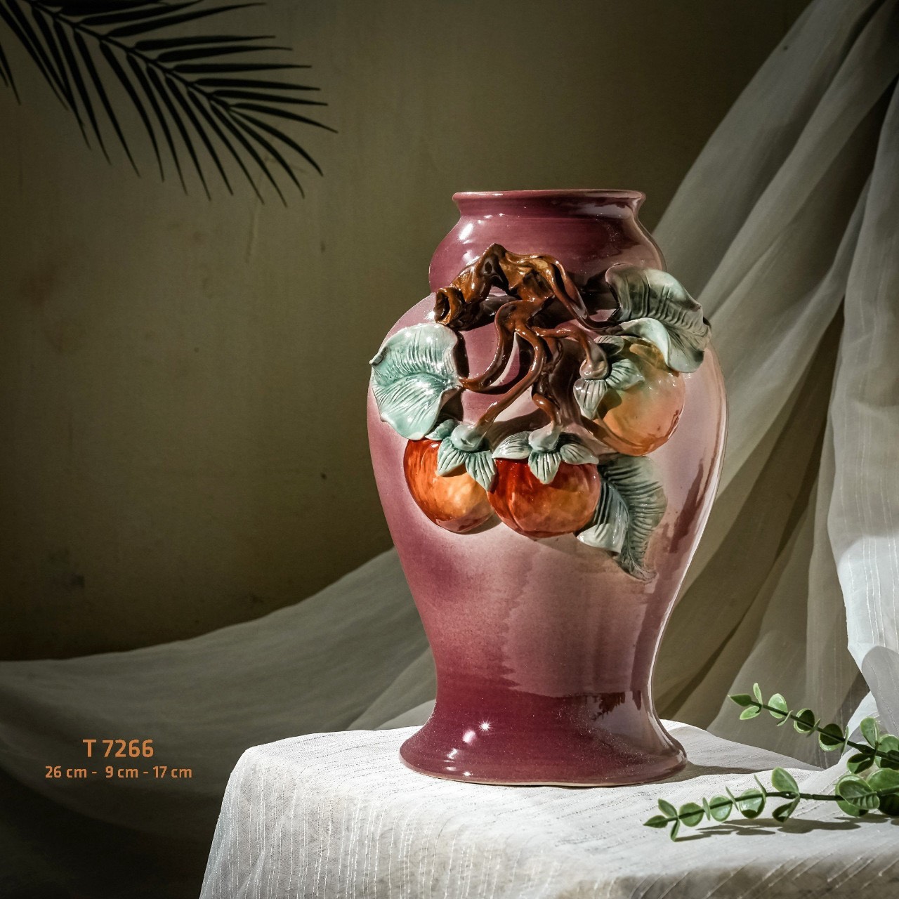 Bình hoa vuốt tay độc bản Từ Tâm T7266 - 26x9x17cm