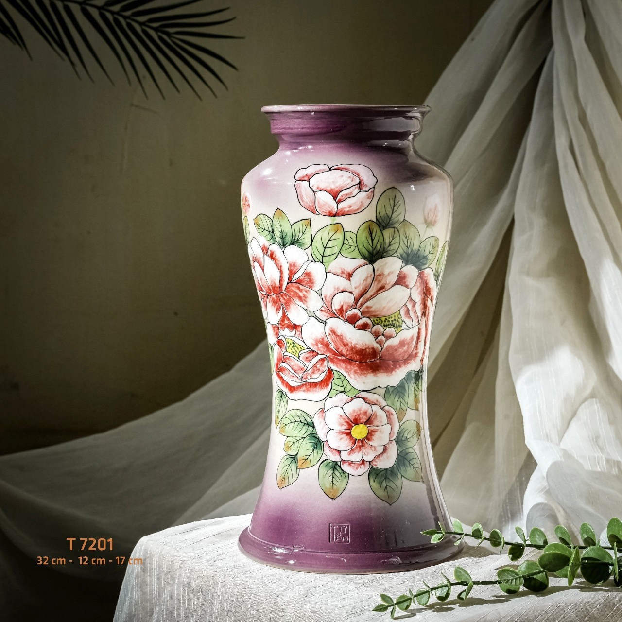 Bình hoa vuốt tay độc bản Từ Tâm T7201 - 32x12x17cm