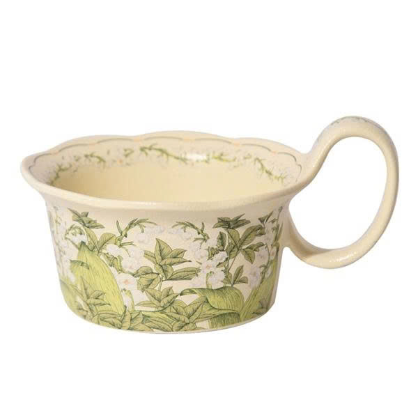 Bát tay cầm cong hoa linh lan men sần 23cm