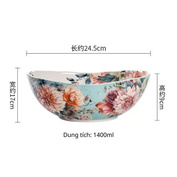 Bát thuyền hoa thược dược 24.5x17x9cm - 1400ml