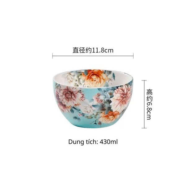  Bát ăn cơm hoa thược dược 11.8cm