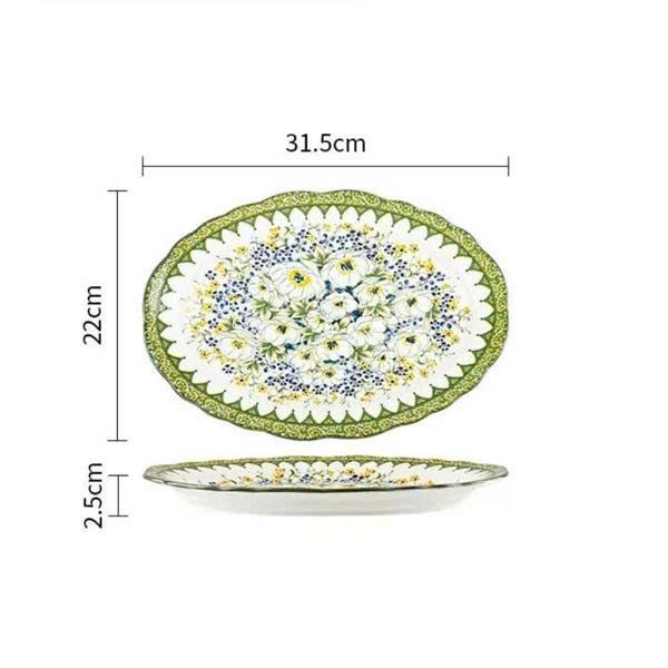 Đĩa oval hoa cánh bướm trắng 31.5x22cm