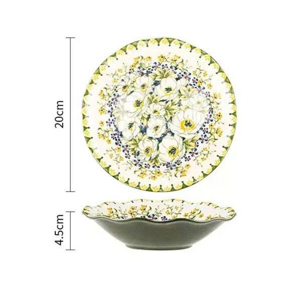 Đĩa loe hoa cánh bướm trắng 20x4.5cm