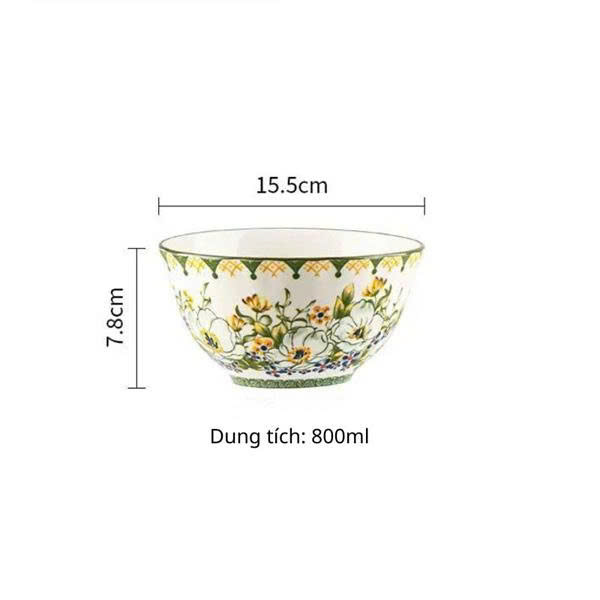  Bát canh nhỡ hoa cánh bướm trắng 15.5cm