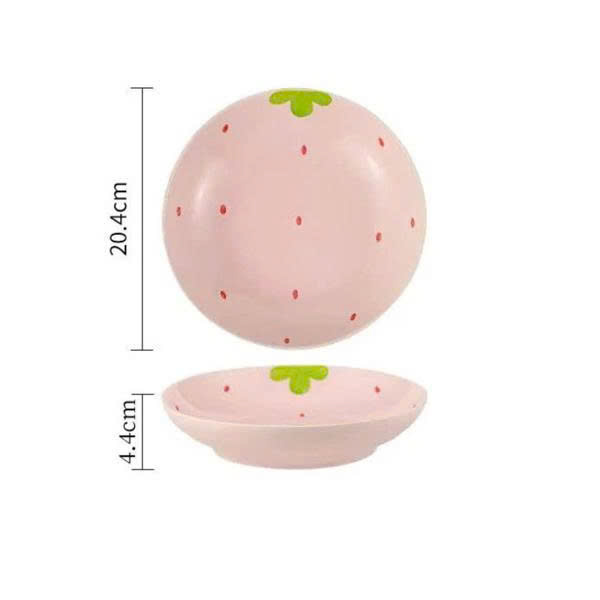 Đĩa tròn sâu lòng dâu tây hồng 20cm