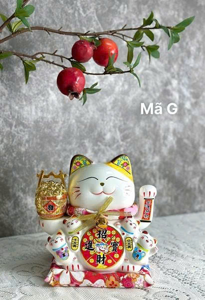 	Mèo thần tài size 22x15x20cm - Tay cầm hũ vàng (mã G)
