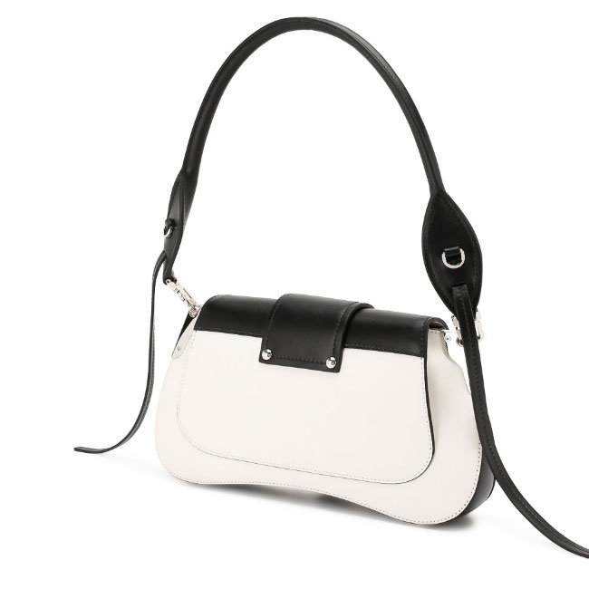 【累積売上総額第１位！】【PRADA】プラダ ショルダーバッグ 1BD168 2AIX F0964 PATTINA パッティーナ サフィアーノ BIANCO+NERO 黒 白 2WAY ハンドバッグ 斜めがけ クロスボディ ギフト プレゼント レザー ロゴ