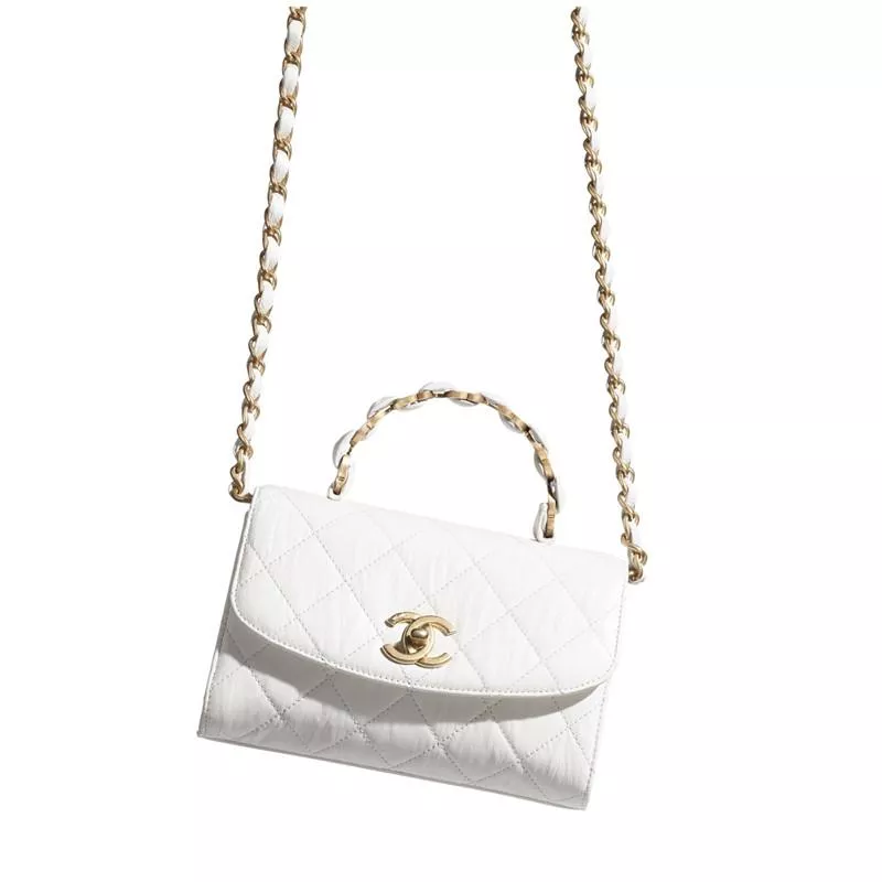 【CHANEL】ハンドル付きミニフラップバッグ ホワイト
