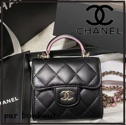 送料込【CHANEL】ロゴ ハンドル チェーン ミニ バッグ