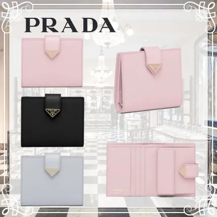 ◆PRADA◆上品 サフィアーノレザーxレザー 折りたたみ財布 6色