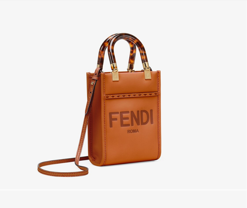 ミニデザインのサンシャインバッグブラウンレザーミニハンドバッグ