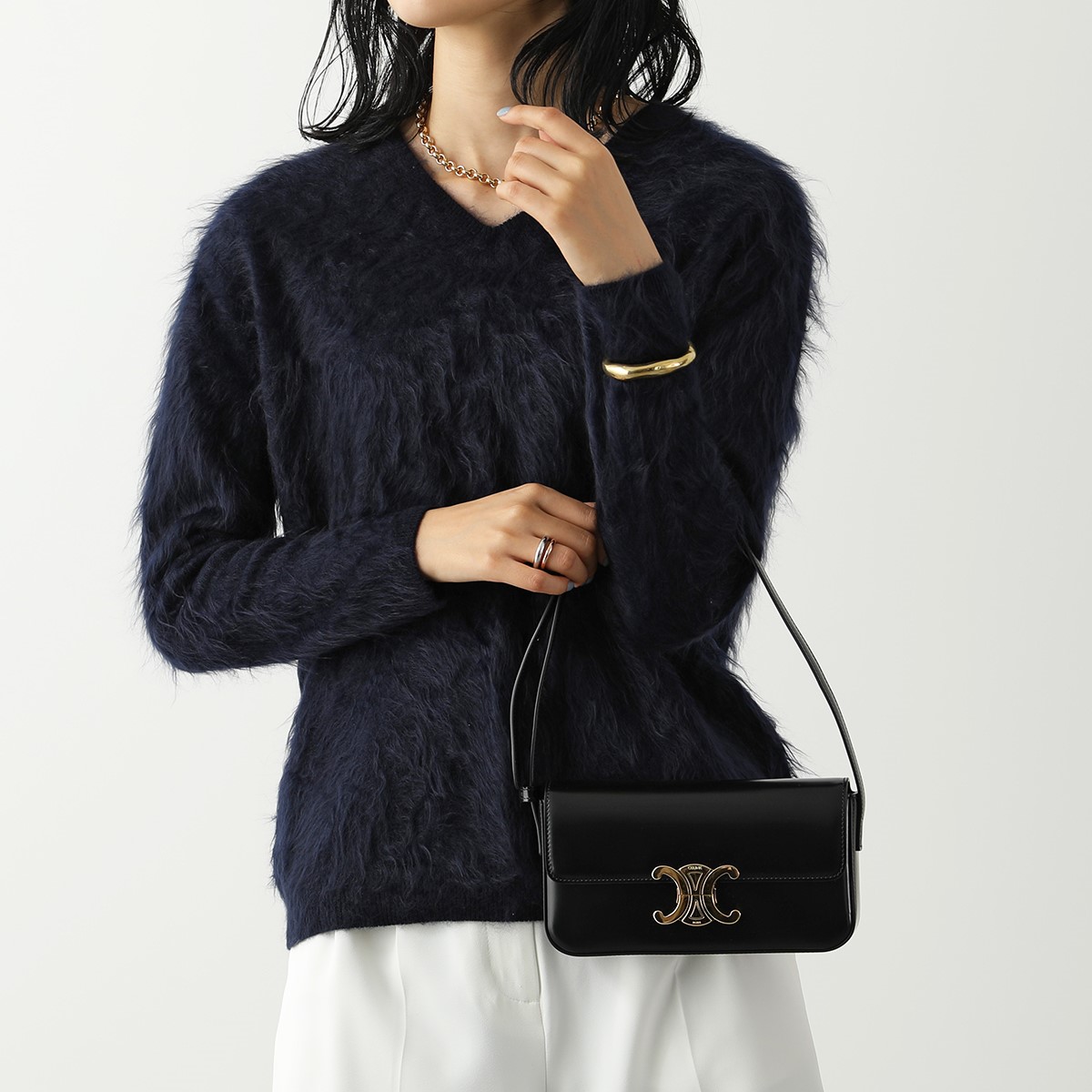 【2023年春夏新作】 CELINE セリーヌ ショルダーバッグ 194143BF4.38NO レディース Triomphe トリオンフ レザー ハンドバッグ ロゴ 鞄 Black