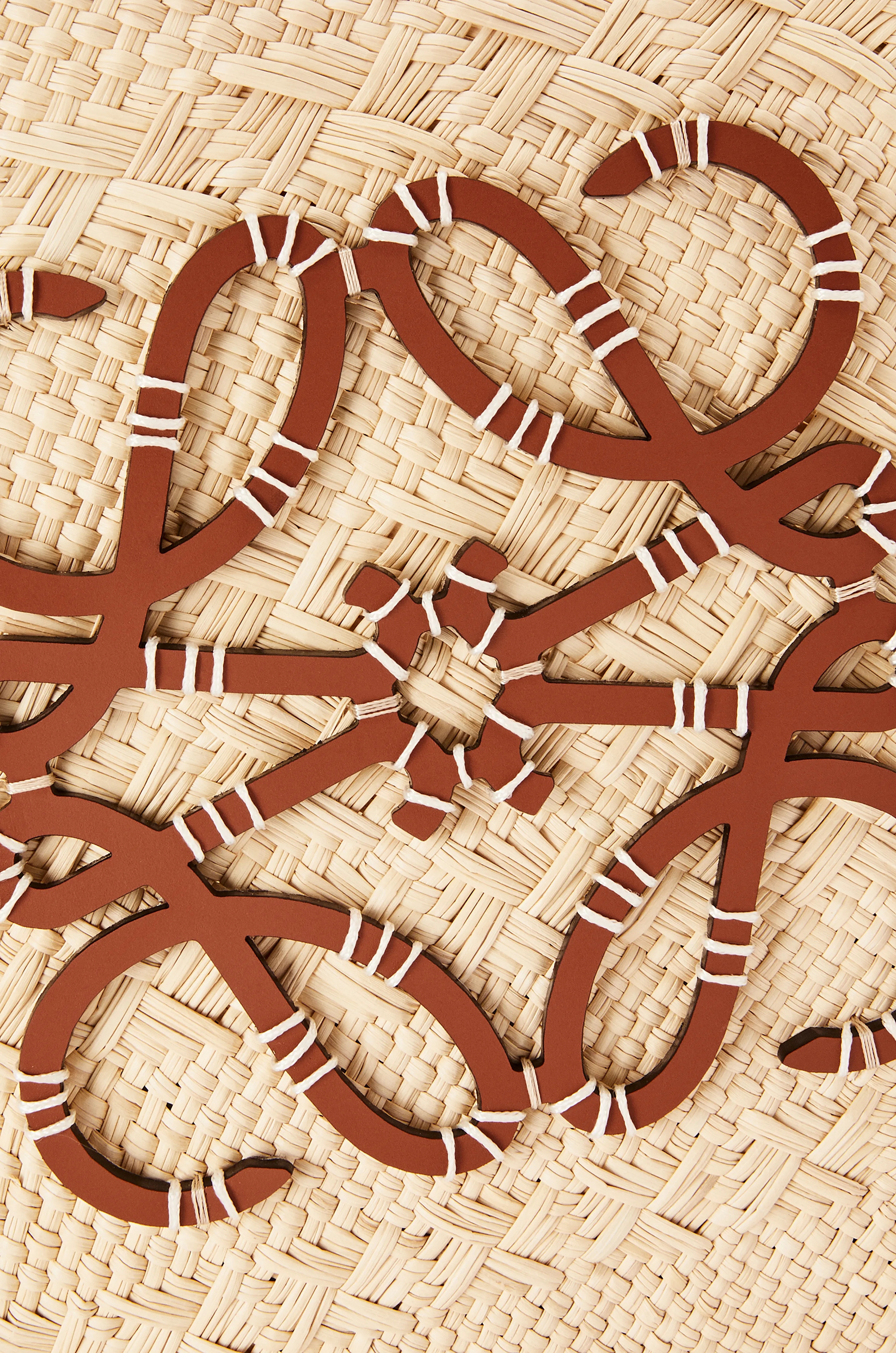 【LOWWE】イラカパーム繊維と牛革Anagram Basketハンドバッグ