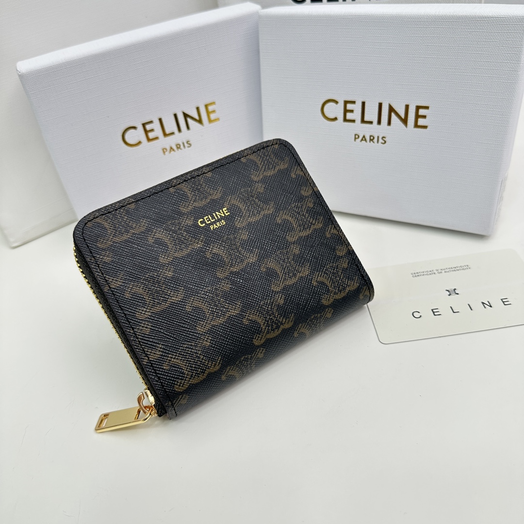CELINE【入手困難】TRIOMPHE CUIRコンパクトファスナー財布 ★全色★