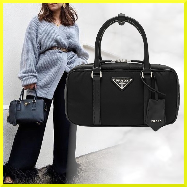 VIP価格[PRADA]Re-Nylonリナイロンレザーボウリングバッグ