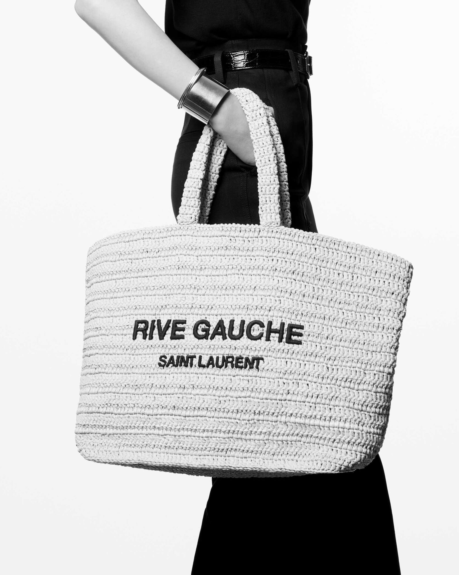 【YSL】RIVE GAUCHE草を模したフック編みの柔らかいトートバッグ
