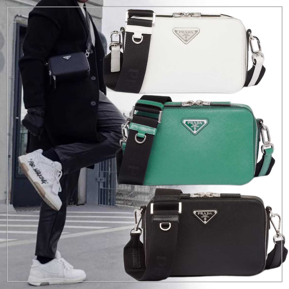 【入手困難】PRADA◆サフィアーノレザー ショルダーバッグ ロゴ