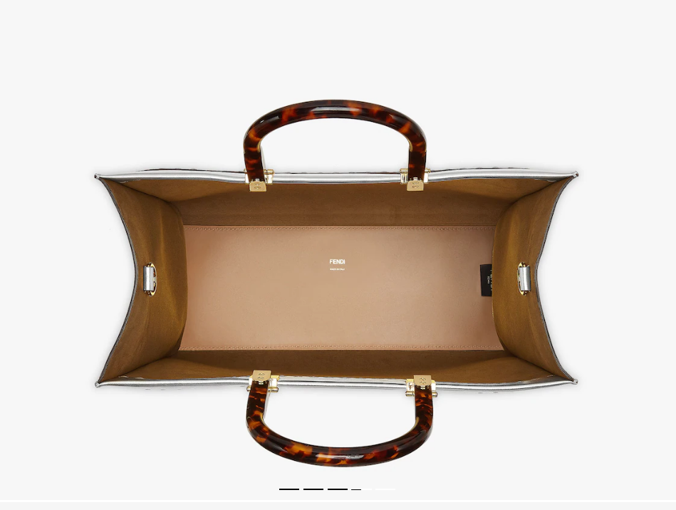Fendi Sunshineシルバーフィルムレザーハンドバッグ