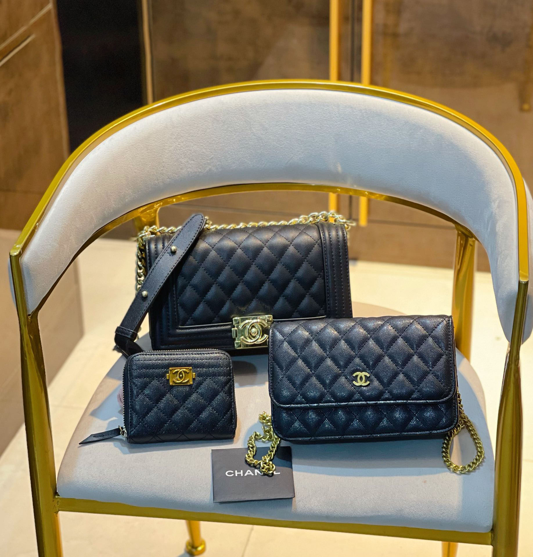 【CHANEL】定番人気♪ ミニ マトラッセ☆CHANEL☆Mini Flap Bag3点セット お得