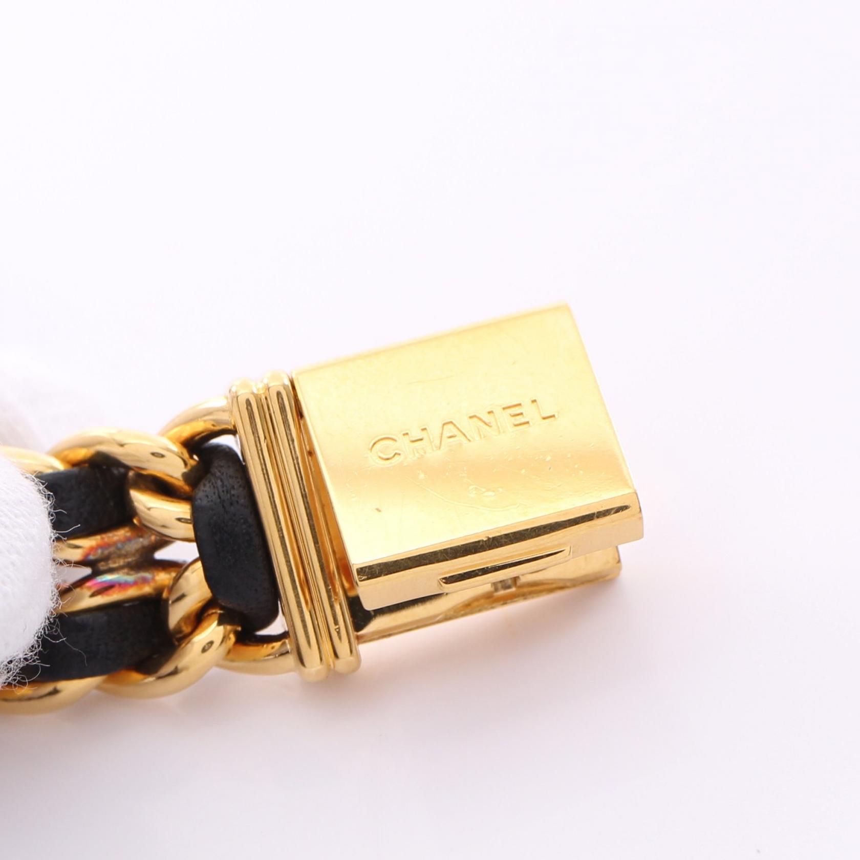 [CHANEL]プルミエール M レディース 腕時計 クオーツ GP レザー ゴールド ブラック ブラック文字盤 ジャンク品