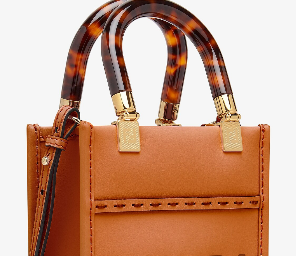 ミニデザインのサンシャインバッグブラウンレザーミニハンドバッグ