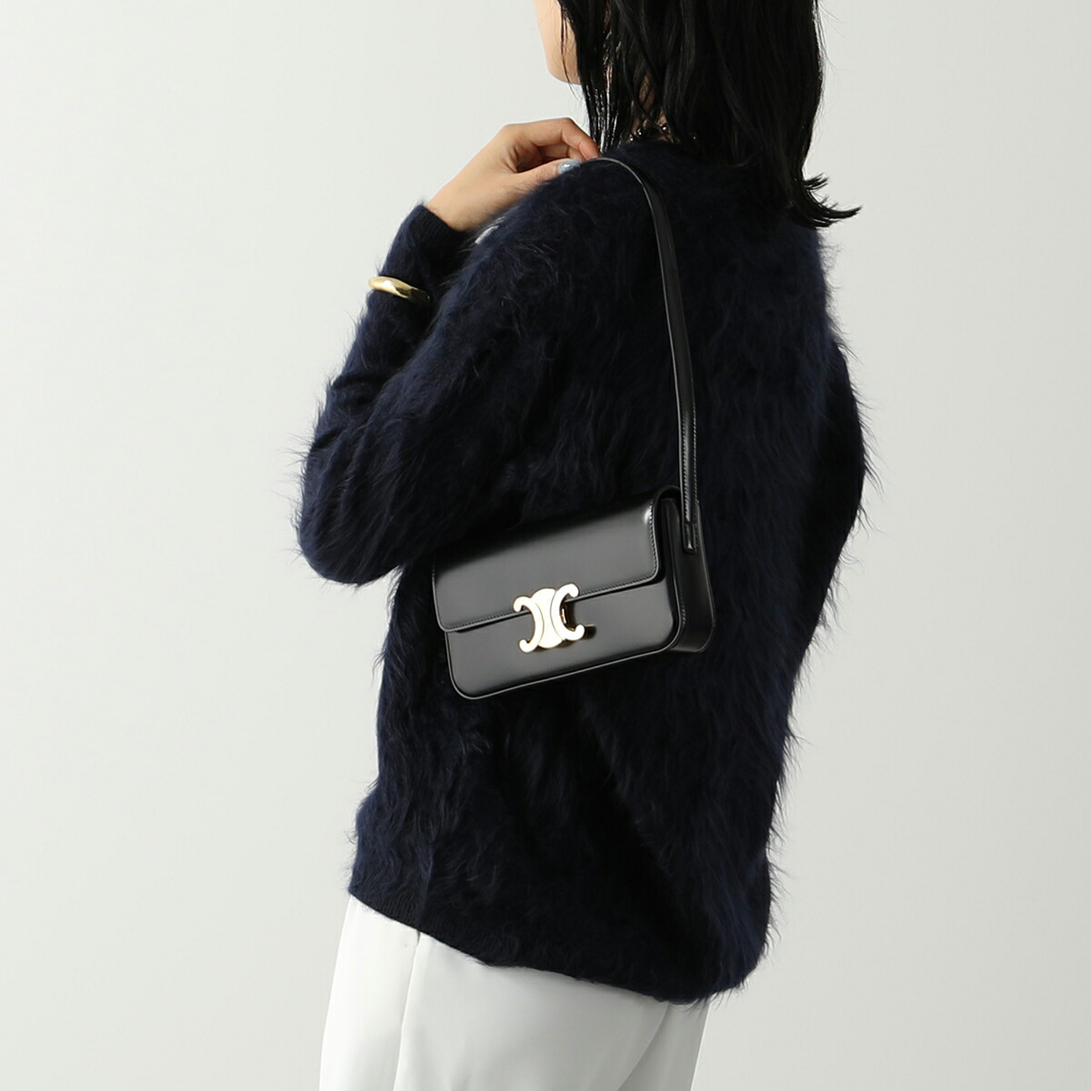 【2023年春夏新作】 CELINE セリーヌ ショルダーバッグ 194143BF4.38NO レディース Triomphe トリオンフ レザー ハンドバッグ ロゴ 鞄 Black