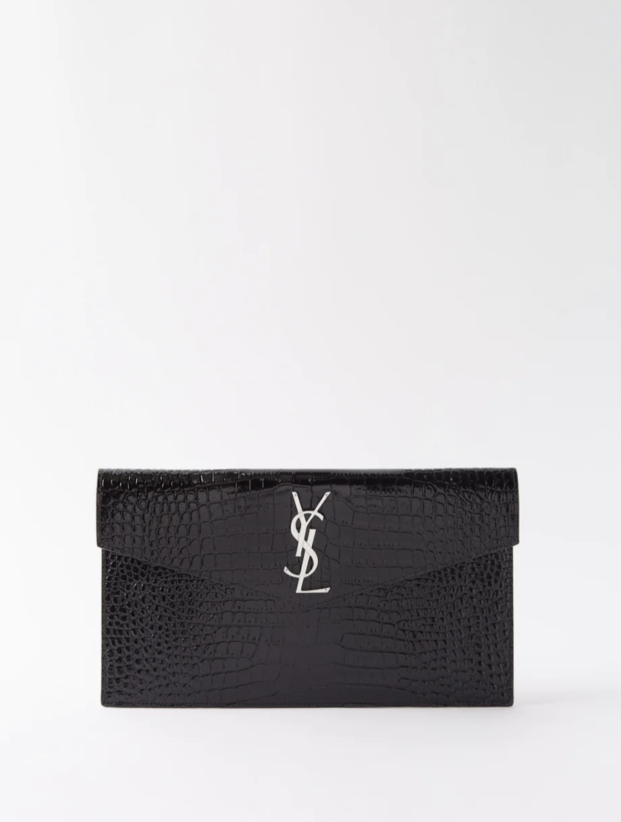 ☆SAINT LAURENT☆関税込♪日本未入荷♪Uptown クロコ クラッチ