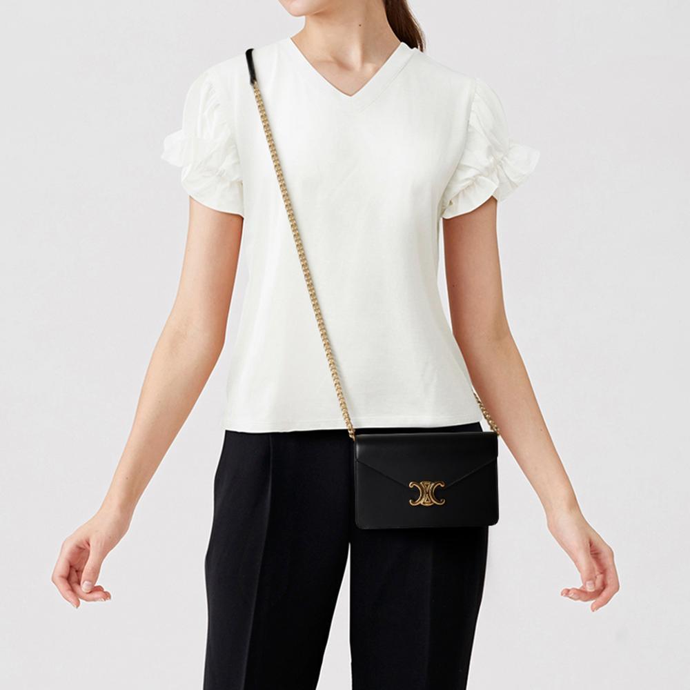 【国内即発】CELINE チェーンウォレット トリオンフカーフスキン