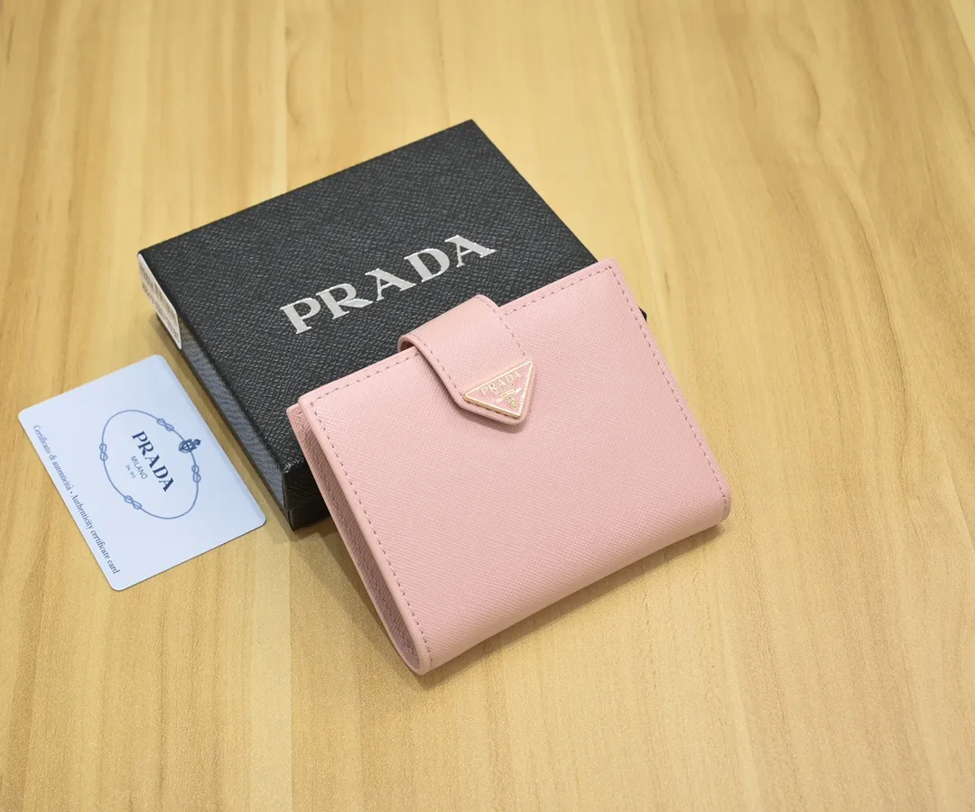 ◆PRADA◆上品 サフィアーノレザーxレザー 折りたたみ財布 6色