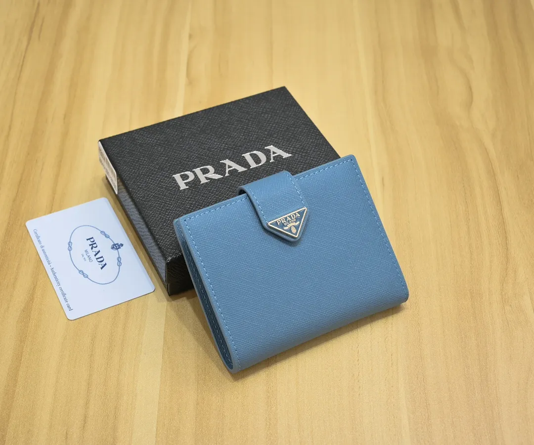 ◆PRADA◆上品 サフィアーノレザーxレザー 折りたたみ財布 6色