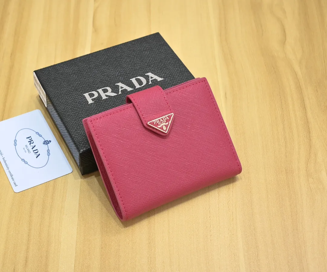 ◆PRADA◆上品 サフィアーノレザーxレザー 折りたたみ財布 6色