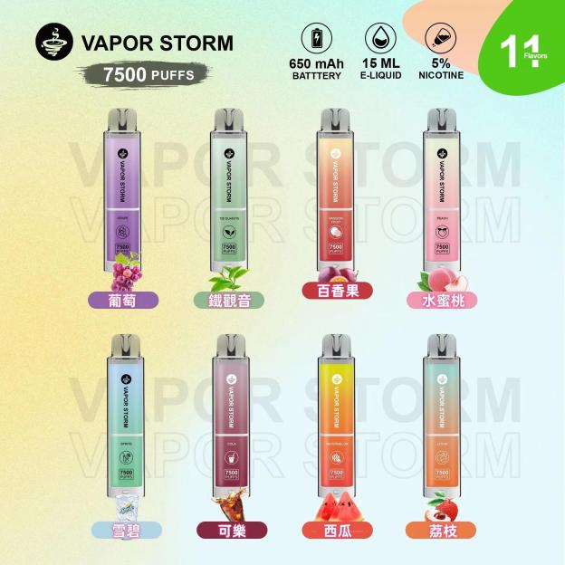 【VAPOR STORM 風暴辣妹 】大容量拋棄式7500口電子烟/可充電