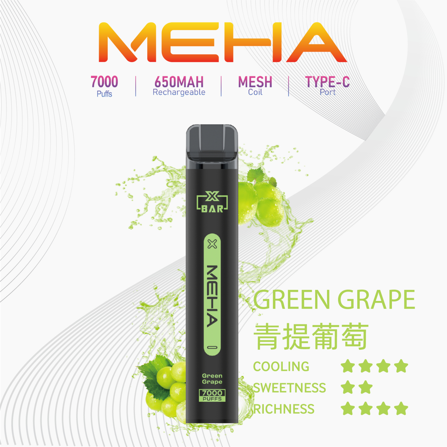 Meha 魅嗨7000口一次性電子煙 | 台灣現貨抛棄式 16種口味