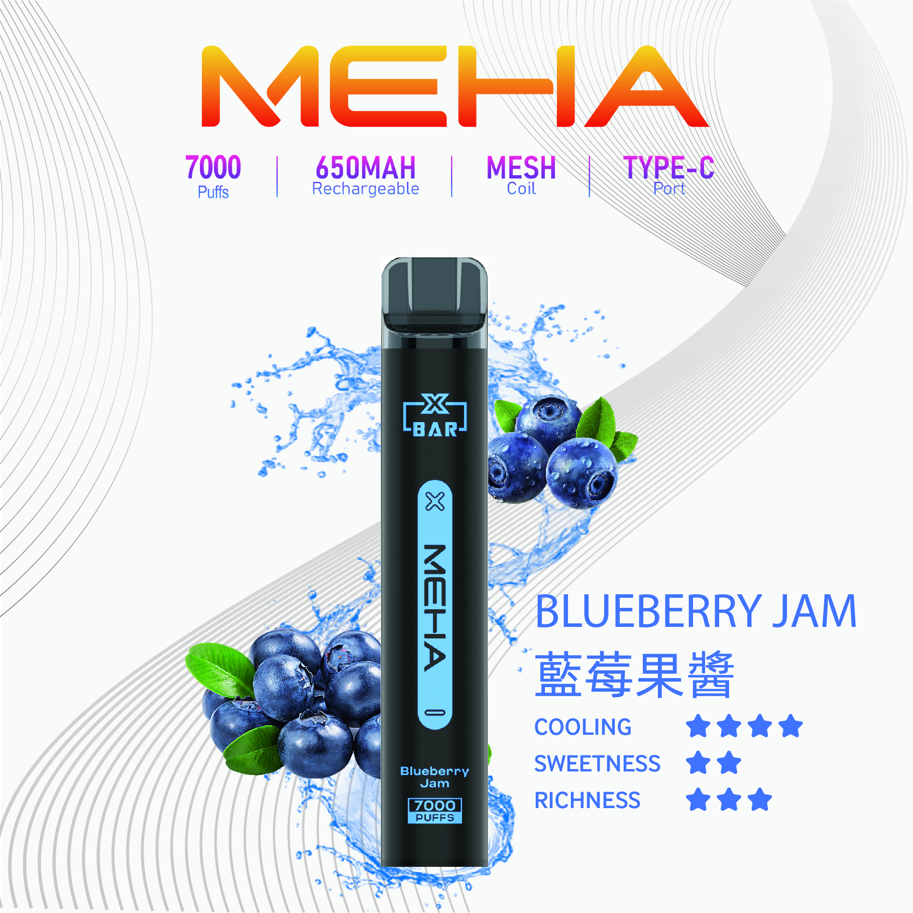 Meha 魅嗨7000口一次性電子煙 | 台灣現貨抛棄式 16種口味