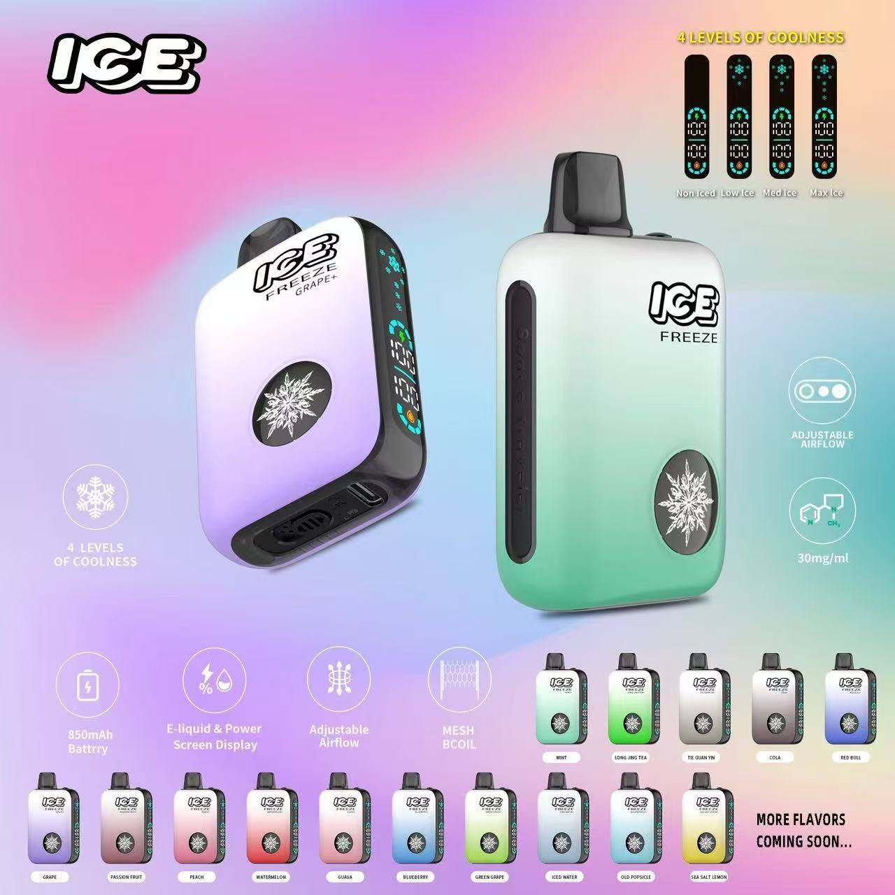 ICE FREEZE 10000口拋棄式電子煙10K一次性｜四檔涼度調節