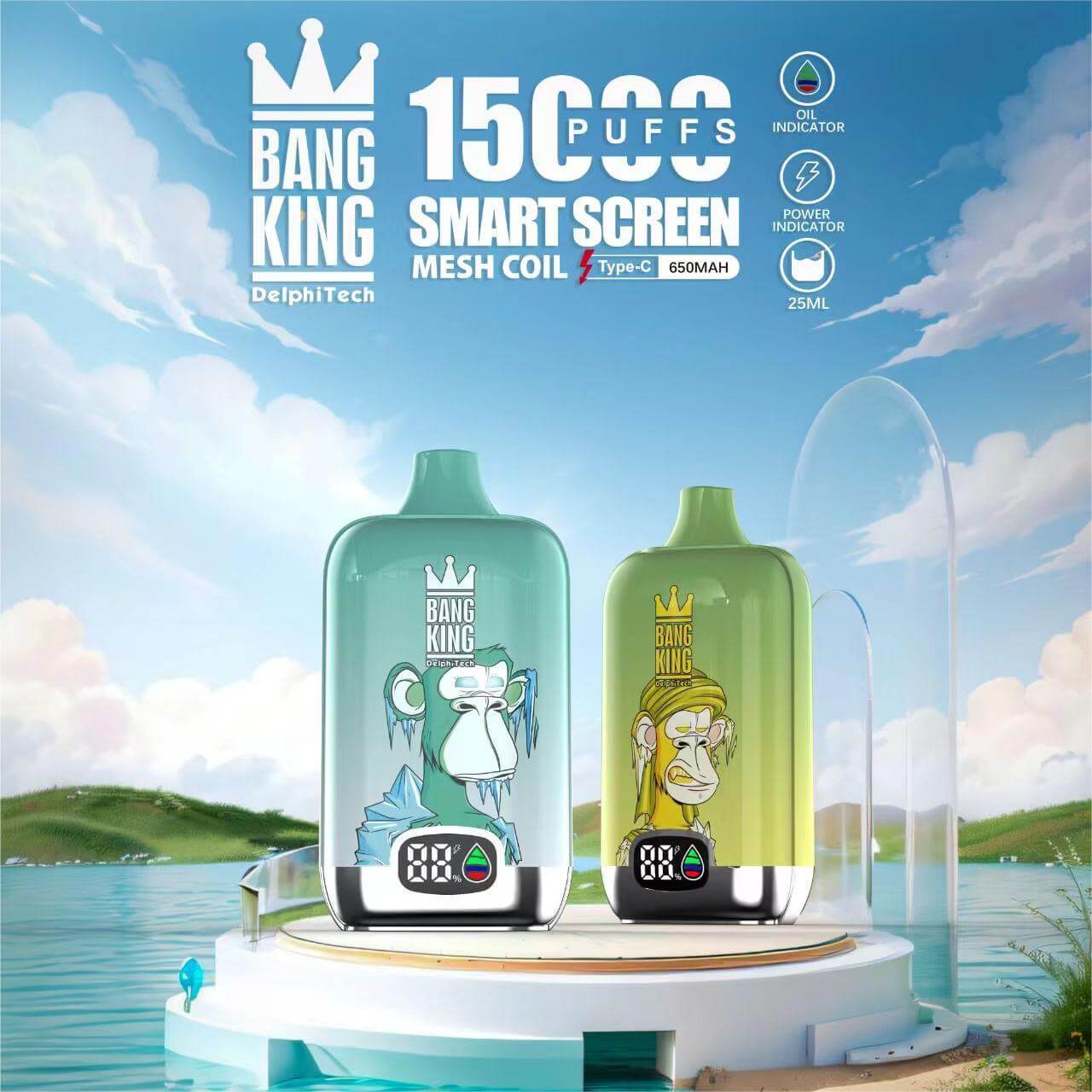 Bang King 15K 一次性電子煙 15000口 抛棄式 智慧熒幕