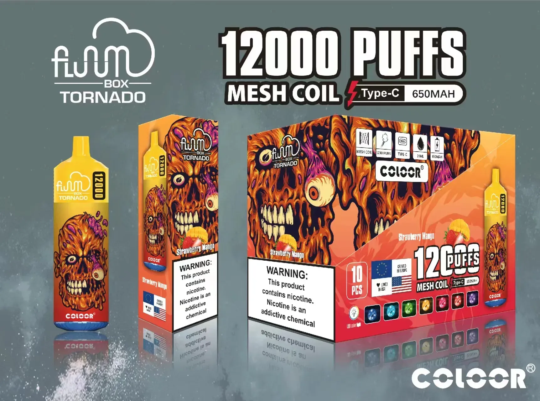 FLUUM BOX 12000 一次性電子煙｜20ml大容量｜多口味選擇｜可充電持久型