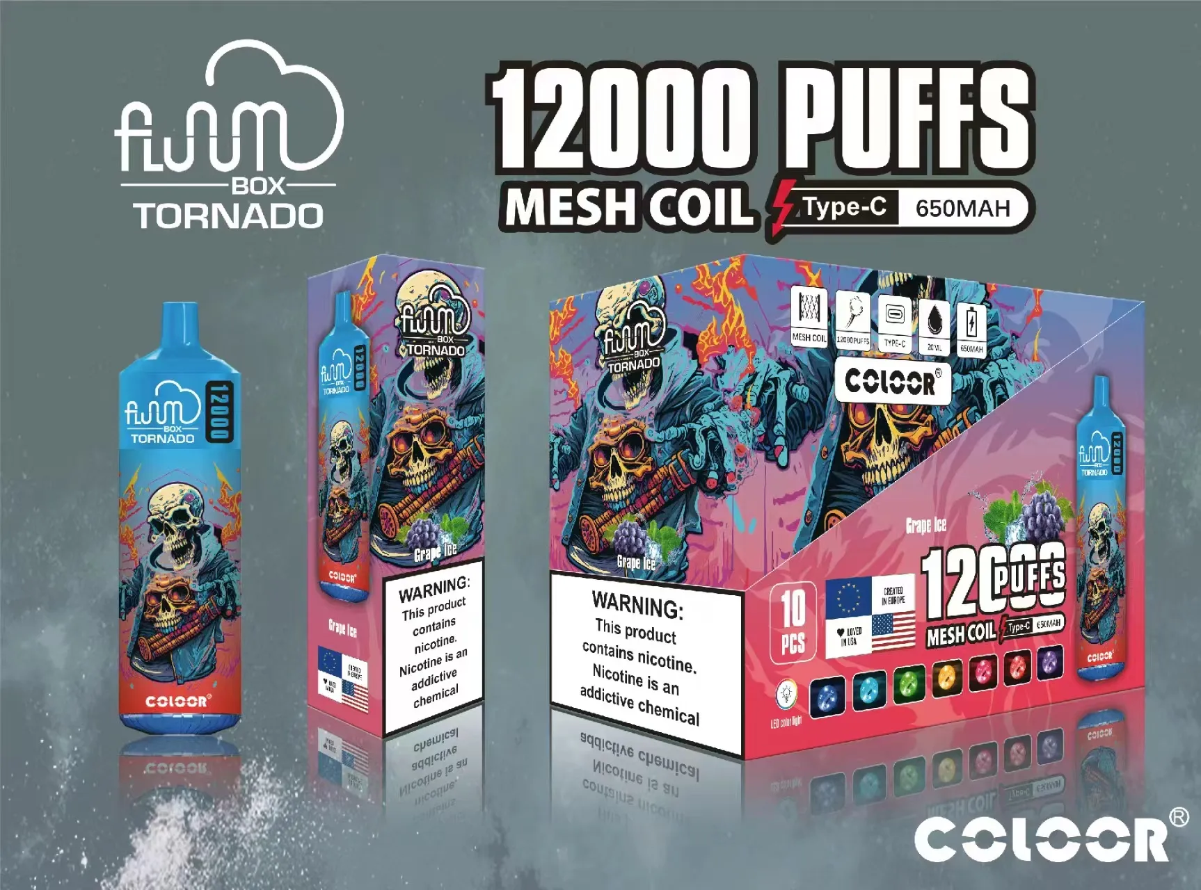 FLUUM BOX 12000 一次性電子煙｜20ml大容量｜多口味選擇｜可充電持久型