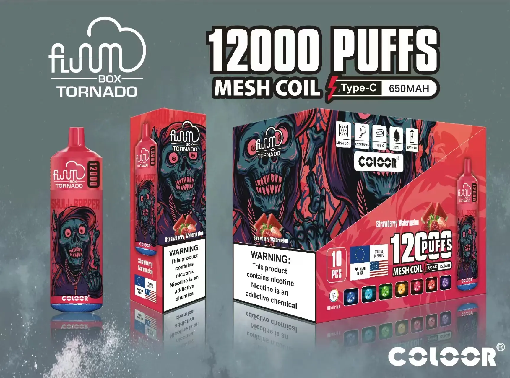 FLUUM BOX 12000 一次性電子煙｜20ml大容量｜多口味選擇｜可充電持久型