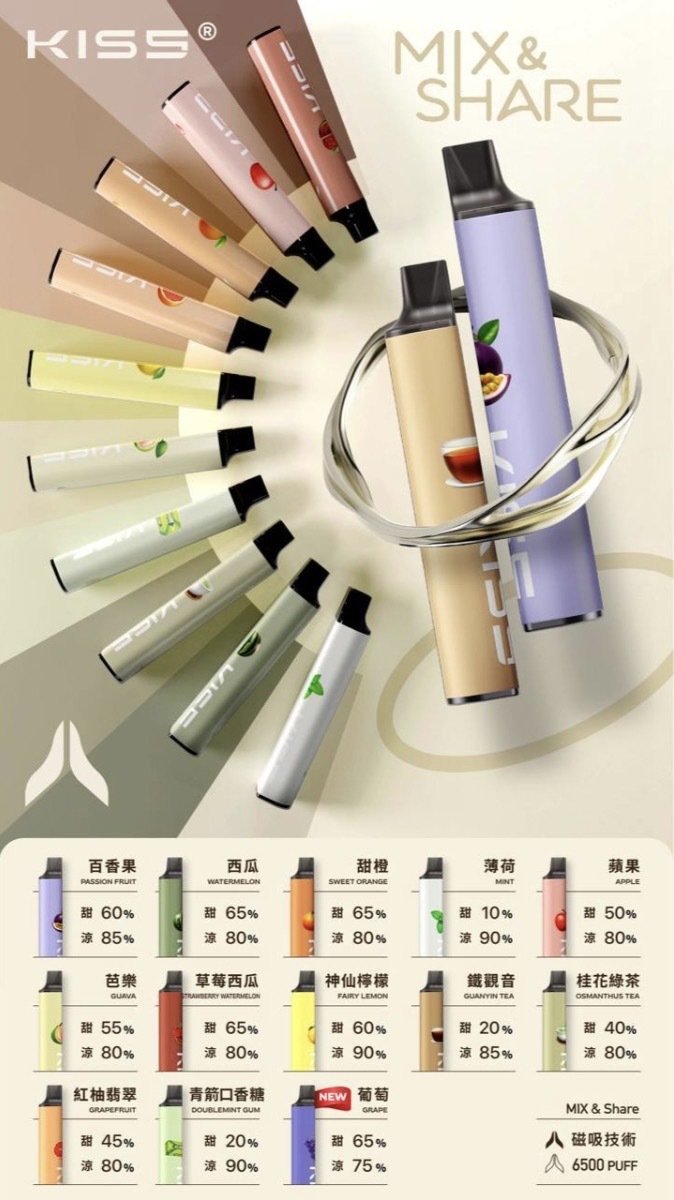 【凱斯5號】KISS一次性電子煙 6500口 | 創新混搭，點燃味覺新體驗