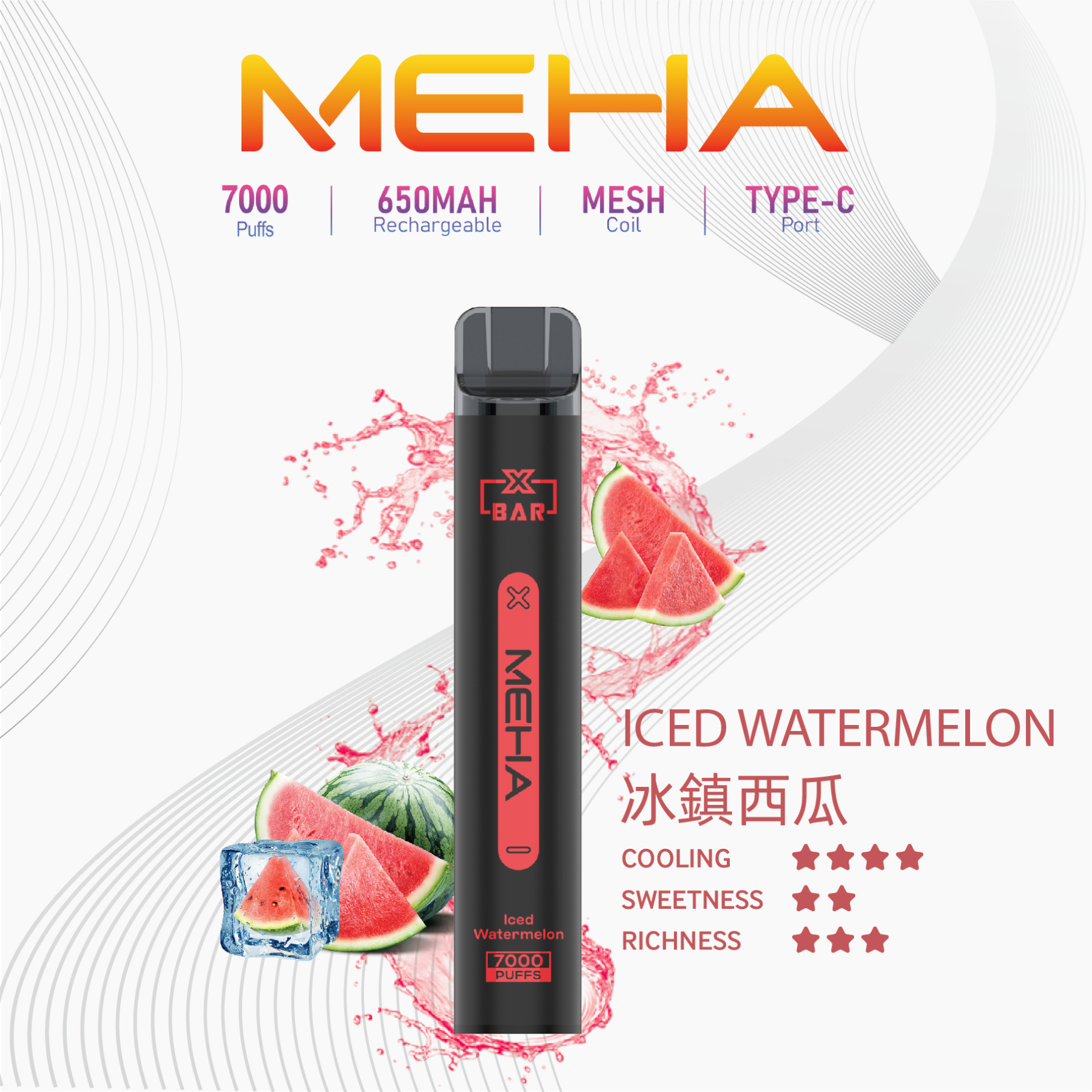 Meha 魅嗨7000口一次性電子煙 | 台灣現貨抛棄式 16種口味