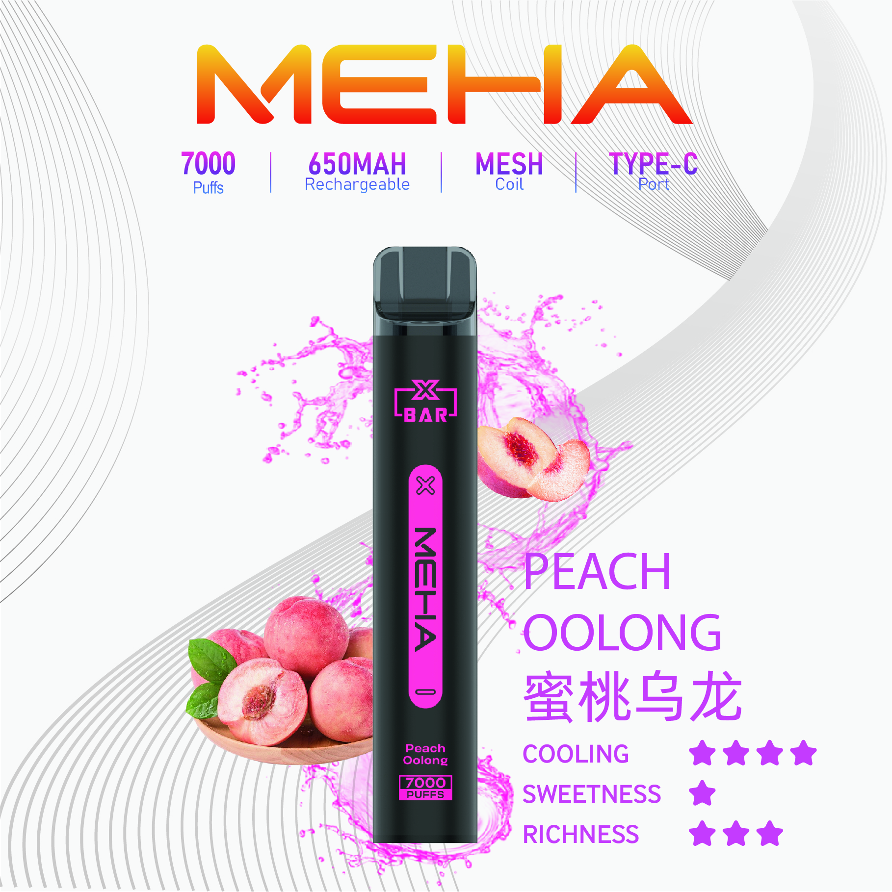 Meha 魅嗨7000口一次性電子煙 | 台灣現貨抛棄式 16種口味
