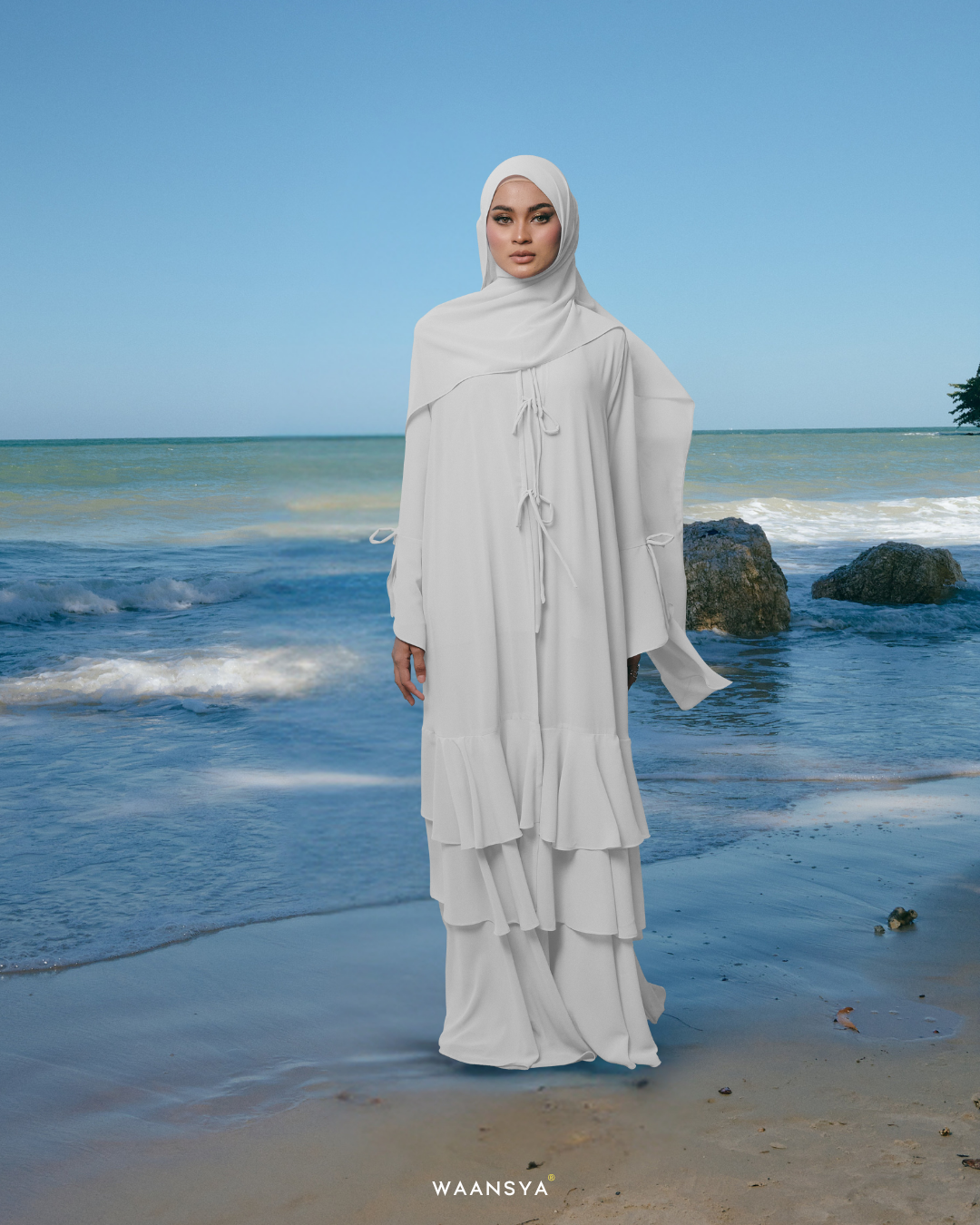THALIA ABAYA IN OFF WHITE