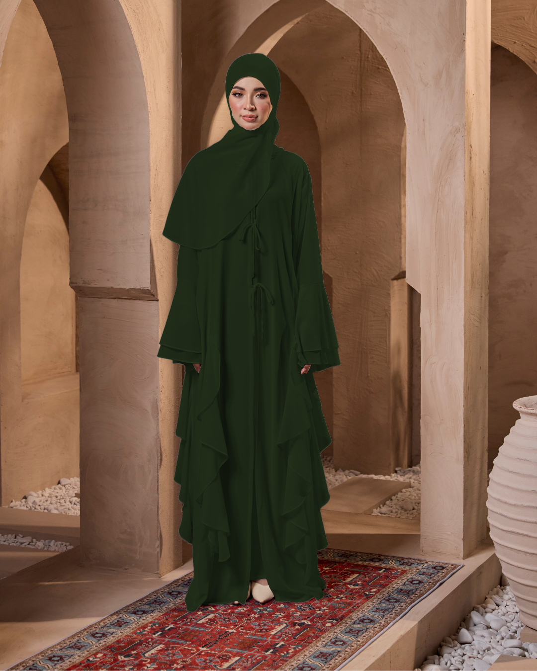 MALIKA ABAYA IN EMERALD GREEN