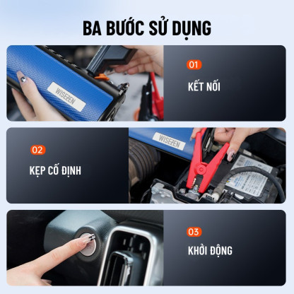Bơm Ô Tô Kích Bình Ô Tô 4 Trong 1 Wisezen An Toàn Bơm 3 - 5 Phút Tích Hợp Sạc Dự Phòng Và Đèn Pin