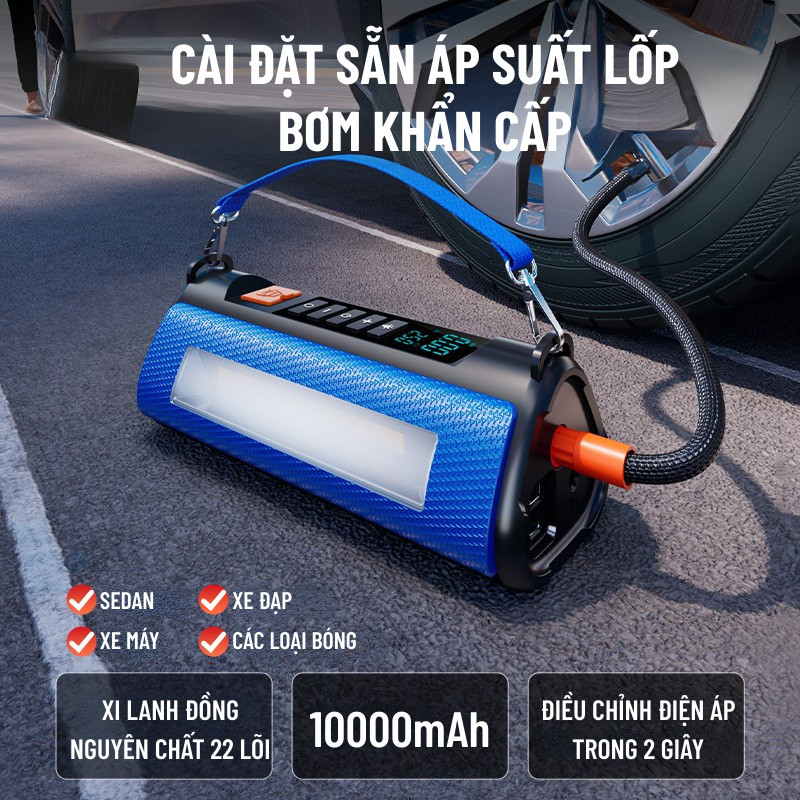 Bơm Ô Tô Kích Bình Ô Tô 4 Trong 1 Wisezen An Toàn Bơm 3 - 5 Phút Tích Hợp Sạc Dự Phòng Và Đèn Pin