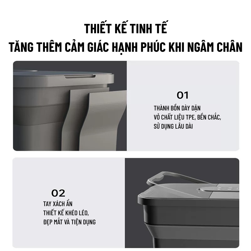 Bồn Ngâm Chân Massage Wisezen Gấp Gọn Massage Ngâm Chân Hồng Ngoại Sục Khí Con Lăn Massage Tự động