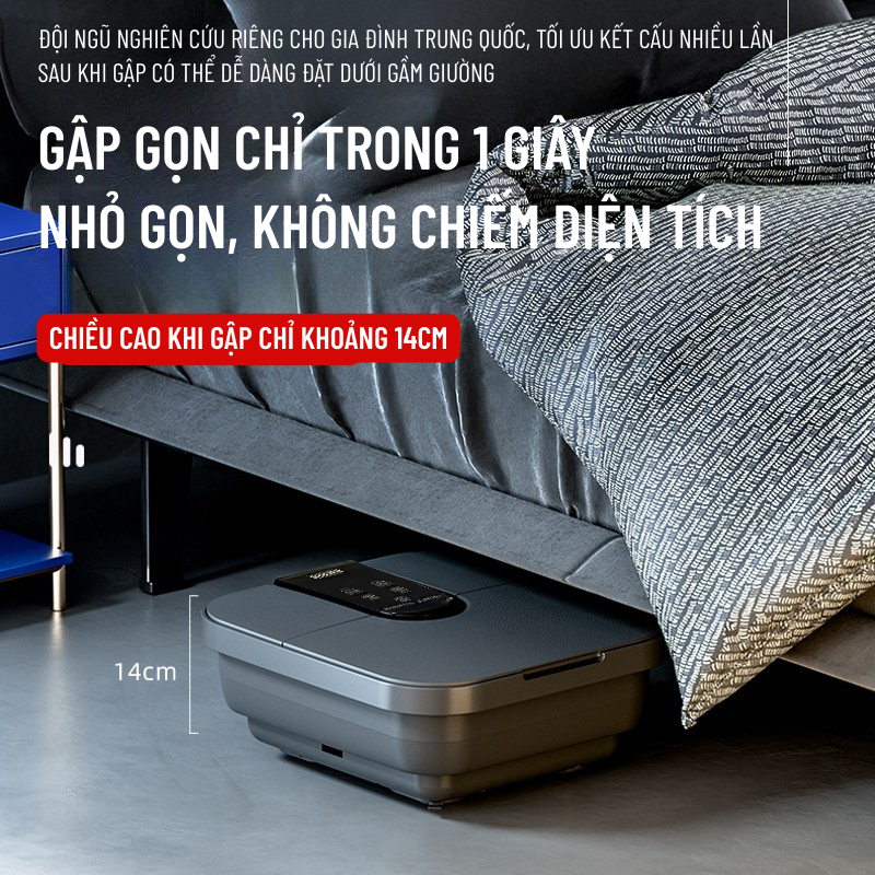 Bồn Ngâm Chân Massage Wisezen Gấp Gọn Massage Ngâm Chân Hồng Ngoại Sục Khí Con Lăn Massage Tự động