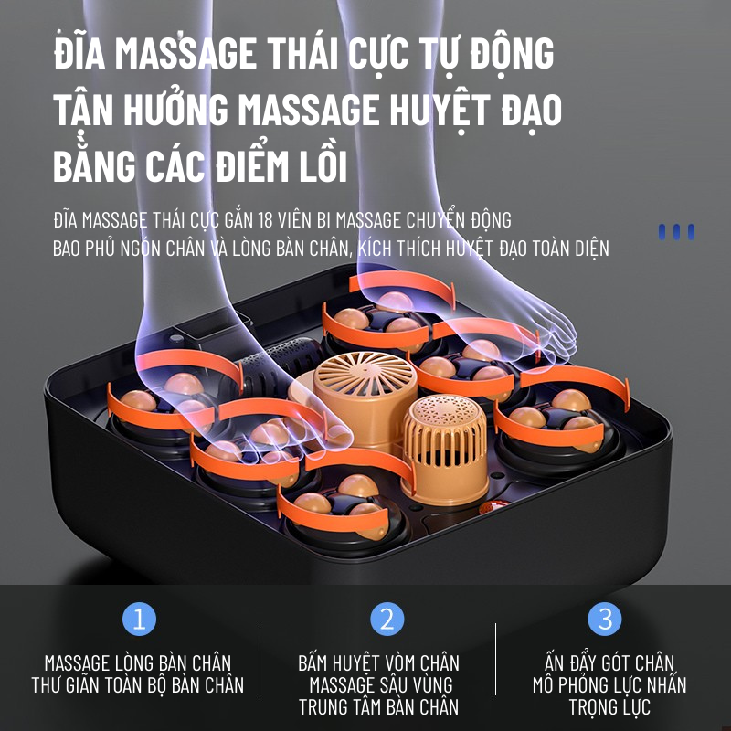 Bồn Ngâm Chân Massage Wisezen Gấp Gọn Massage Ngâm Chân Hồng Ngoại Sục Khí Con Lăn Massage Tự động