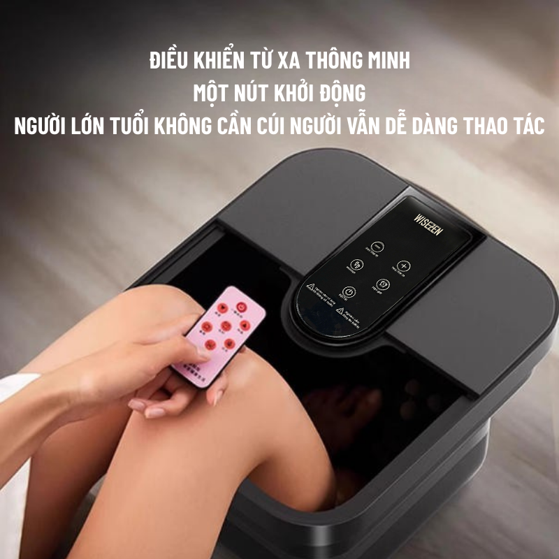 Bồn Ngâm Chân Massage Wisezen Gấp Gọn Massage Ngâm Chân Hồng Ngoại Sục Khí Con Lăn Massage Tự động